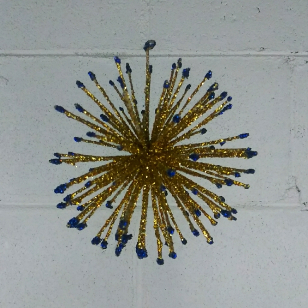 𝅺Vintage Botanicals Large Gold Glitter Star Christmas Holiday Ornament
